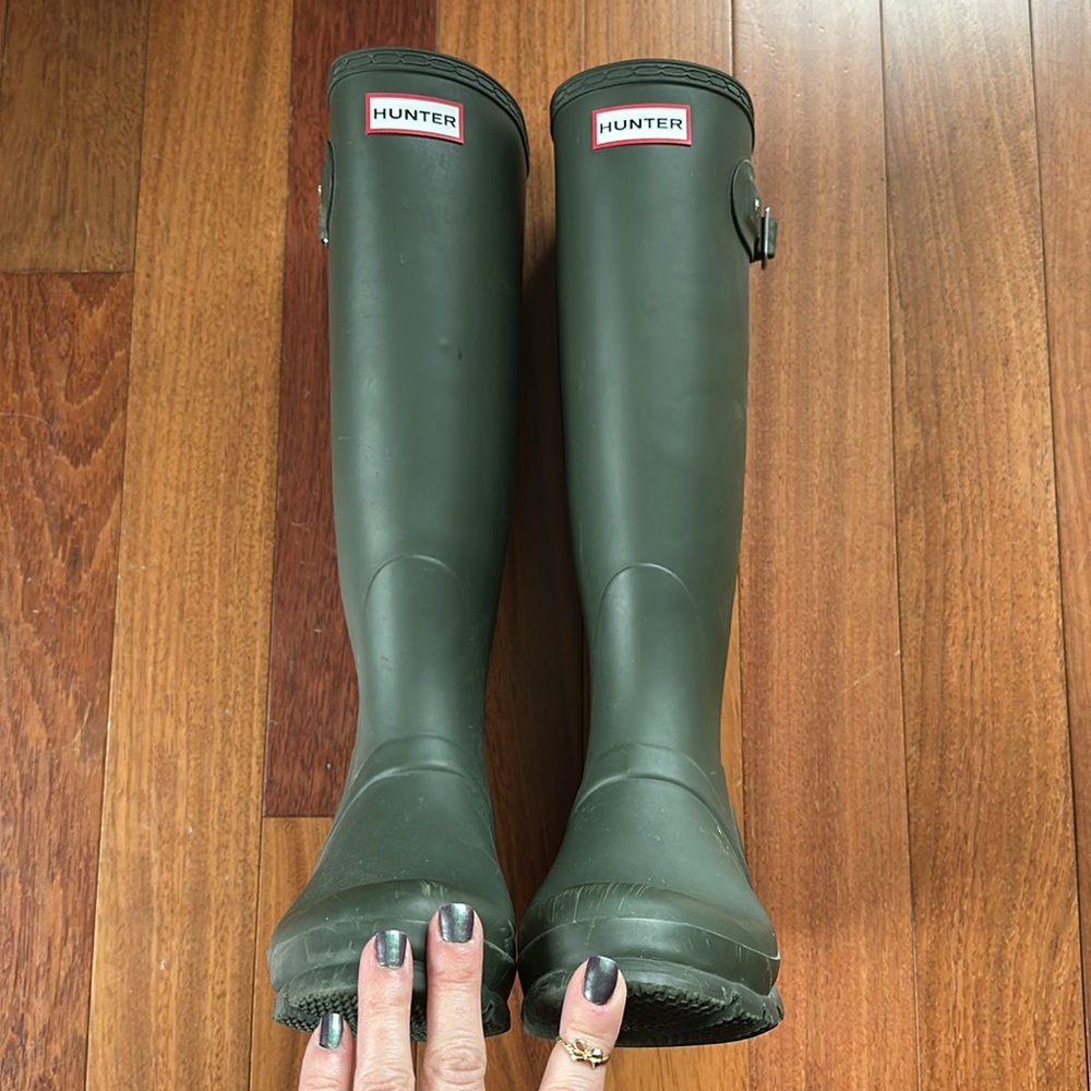 Hunter Dark Green Original Tall Wellington Rain boots Wellies Authentic